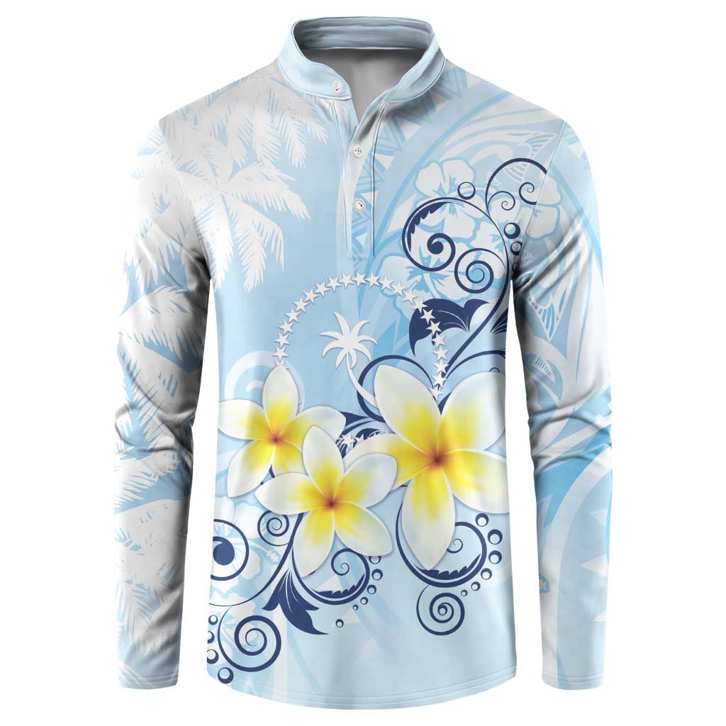 FSM Chuuk Constitution Day Button Sweatshirt Polynesian Curves Plumeria - Polynesian Pride