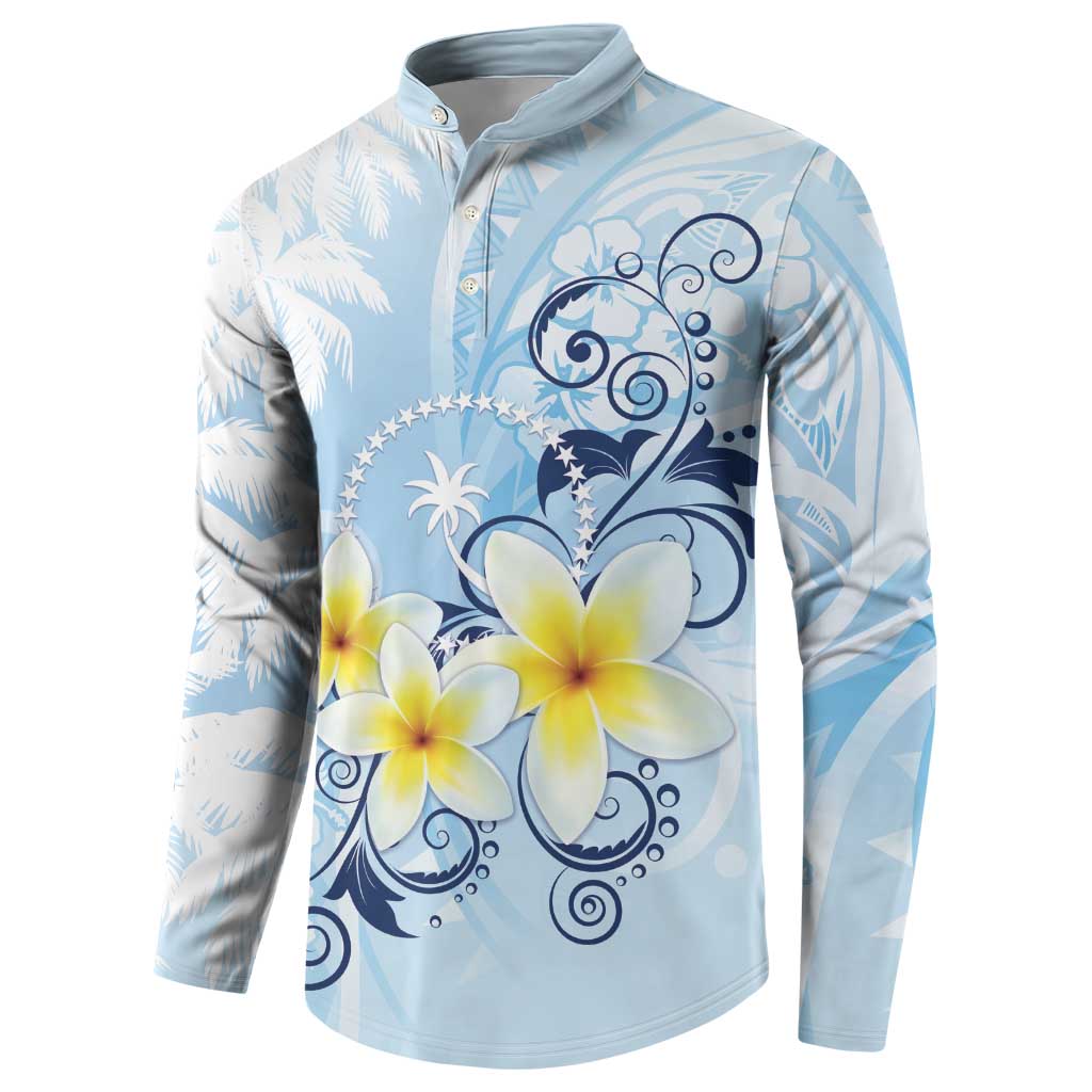 FSM Chuuk Constitution Day Button Sweatshirt Polynesian Curves Plumeria - Polynesian Pride