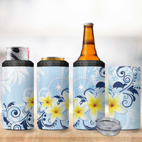 FSM Chuuk Constitution Day 4 in 1 Can Cooler Tumbler Polynesian Curves Plumeria - Polynesian Pride