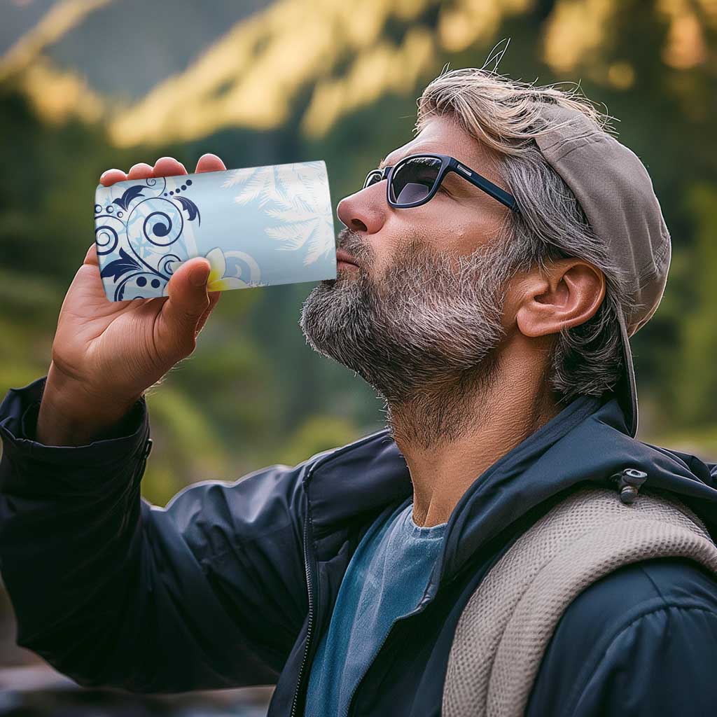 FSM Chuuk Constitution Day 4 in 1 Can Cooler Tumbler Polynesian Curves Plumeria - Polynesian Pride