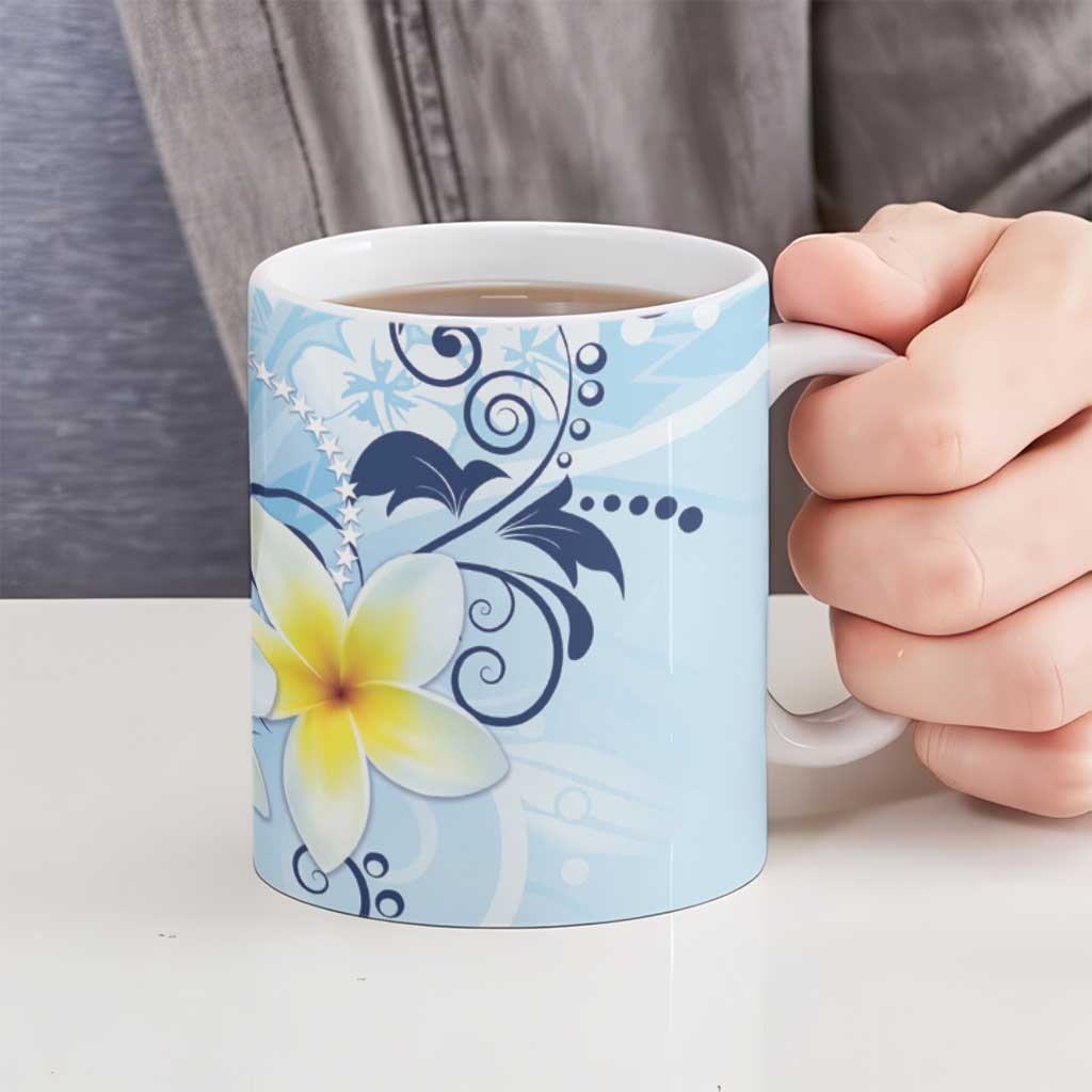 FSM Chuuk Constitution Day Ceramic Mug Polynesian Curves Plumeria - Polynesian Pride