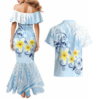 FSM Chuuk Constitution Day Couples Matching Mermaid Dress and Hawaiian Shirt Polynesian Curves Plumeria - Polynesian Pride