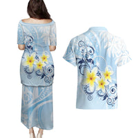 FSM Chuuk Constitution Day Couples Matching Puletasi and Hawaiian Shirt Polynesian Curves Plumeria - Polynesian Pride