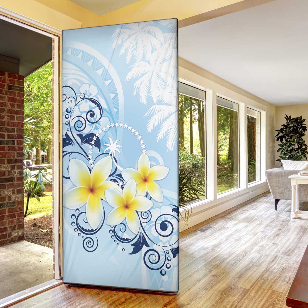 FSM Chuuk Constitution Day Door Cover Polynesian Curves Plumeria - Polynesian Pride