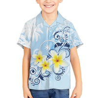 FSM Chuuk Constitution Day Family Matching Off Shoulder Short Dress and Hawaiian Shirt Polynesian Curves Plumeria - Polynesian Pride