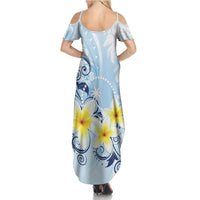 FSM Chuuk Constitution Day Family Matching Summer Maxi Dress and Hawaiian Shirt Polynesian Curves Plumeria - Polynesian Pride