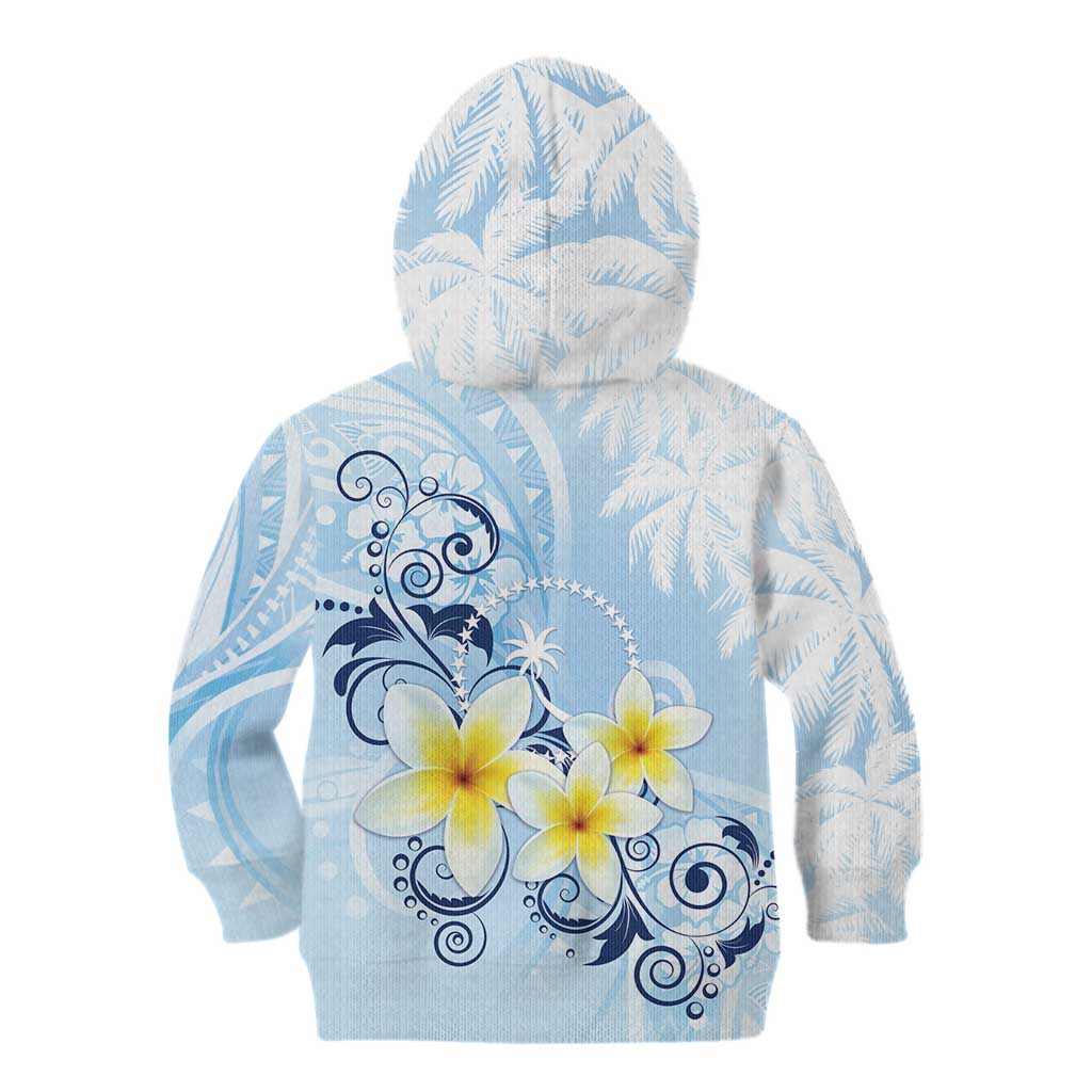 FSM Chuuk Constitution Day Kid Hoodie Polynesian Curves Plumeria - Polynesian Pride