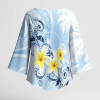FSM Chuuk Constitution Day Kimono Sleeve Blouse Polynesian Curves Plumeria - Polynesian Pride