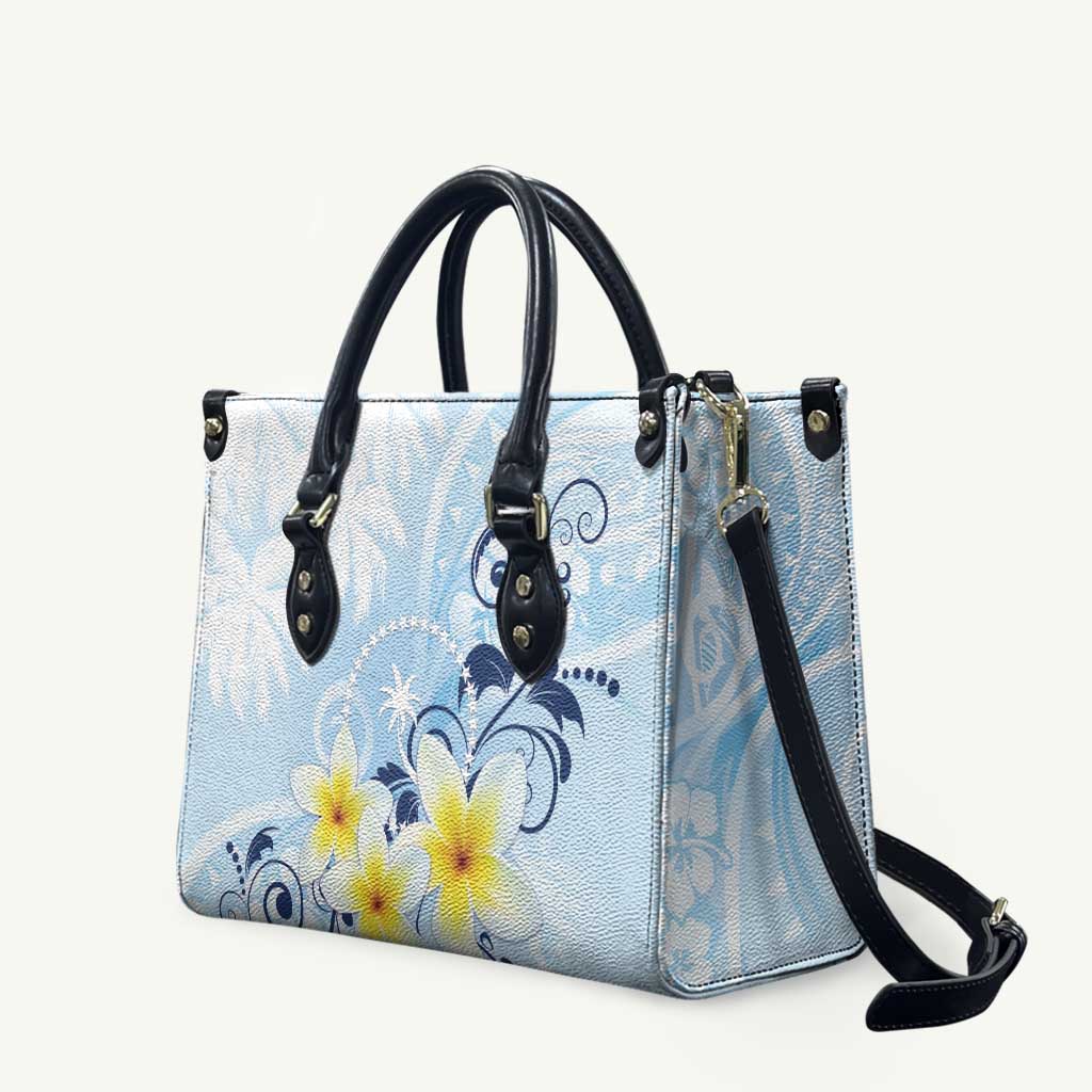 FSM Chuuk Constitution Day Leather Bag Polynesian Curves Plumeria - Polynesian Pride