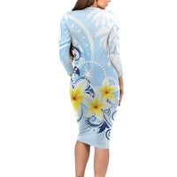 FSM Chuuk Constitution Day Long Sleeve Bodycon Dress Polynesian Curves Plumeria - Polynesian Pride