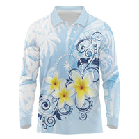 FSM Chuuk Constitution Day Long Sleeve Polo Shirt Polynesian Curves Plumeria - Polynesian Pride