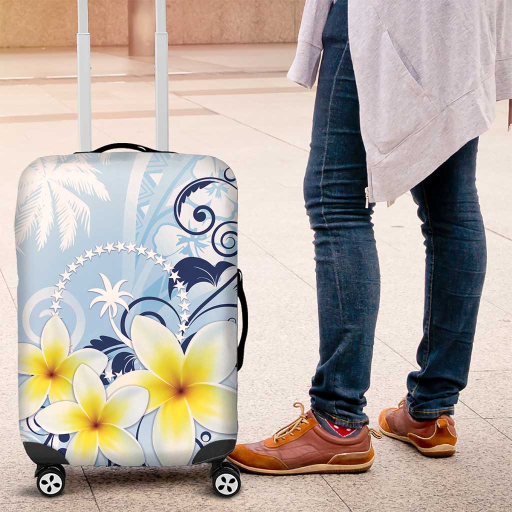 FSM Chuuk Constitution Day Luggage Cover Polynesian Curves Plumeria - Polynesian Pride