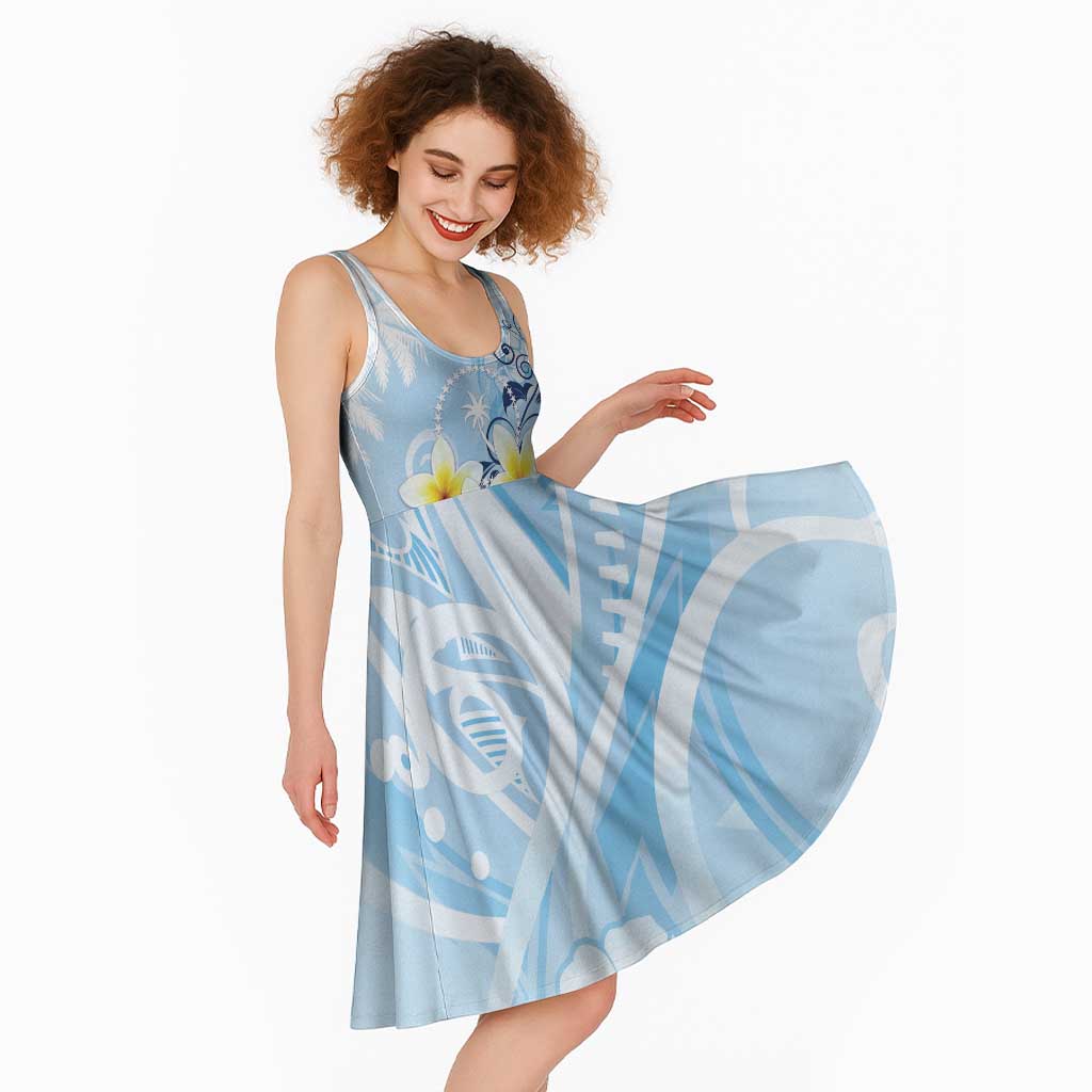 FSM Chuuk Constitution Day Midi Dress Polynesian Curves Plumeria - Polynesian Pride