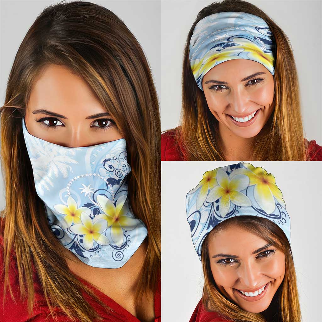 FSM Chuuk Constitution Day Neck Gaiter Polynesian Curves Plumeria - Polynesian Pride