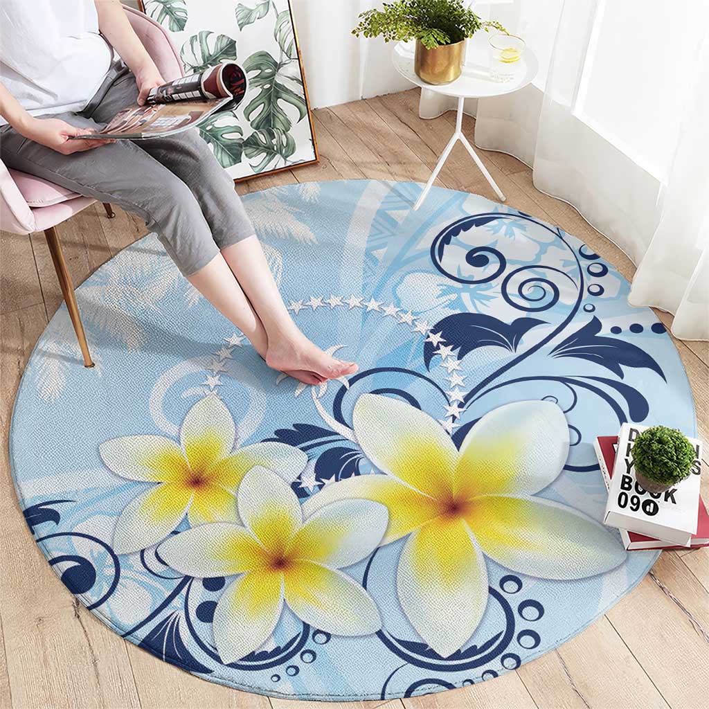 FSM Chuuk Constitution Day Round Carpet Polynesian Curves Plumeria - Polynesian Pride