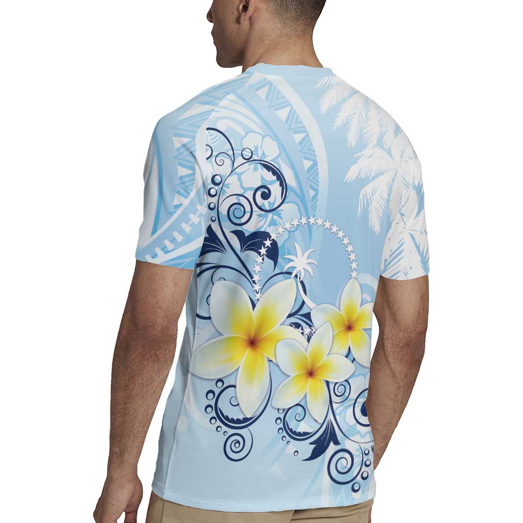 FSM Chuuk Constitution Day Rugby Jersey Polynesian Curves Plumeria - Polynesian Pride