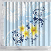 FSM Chuuk Constitution Day Shower Curtain Polynesian Curves Plumeria - Polynesian Pride