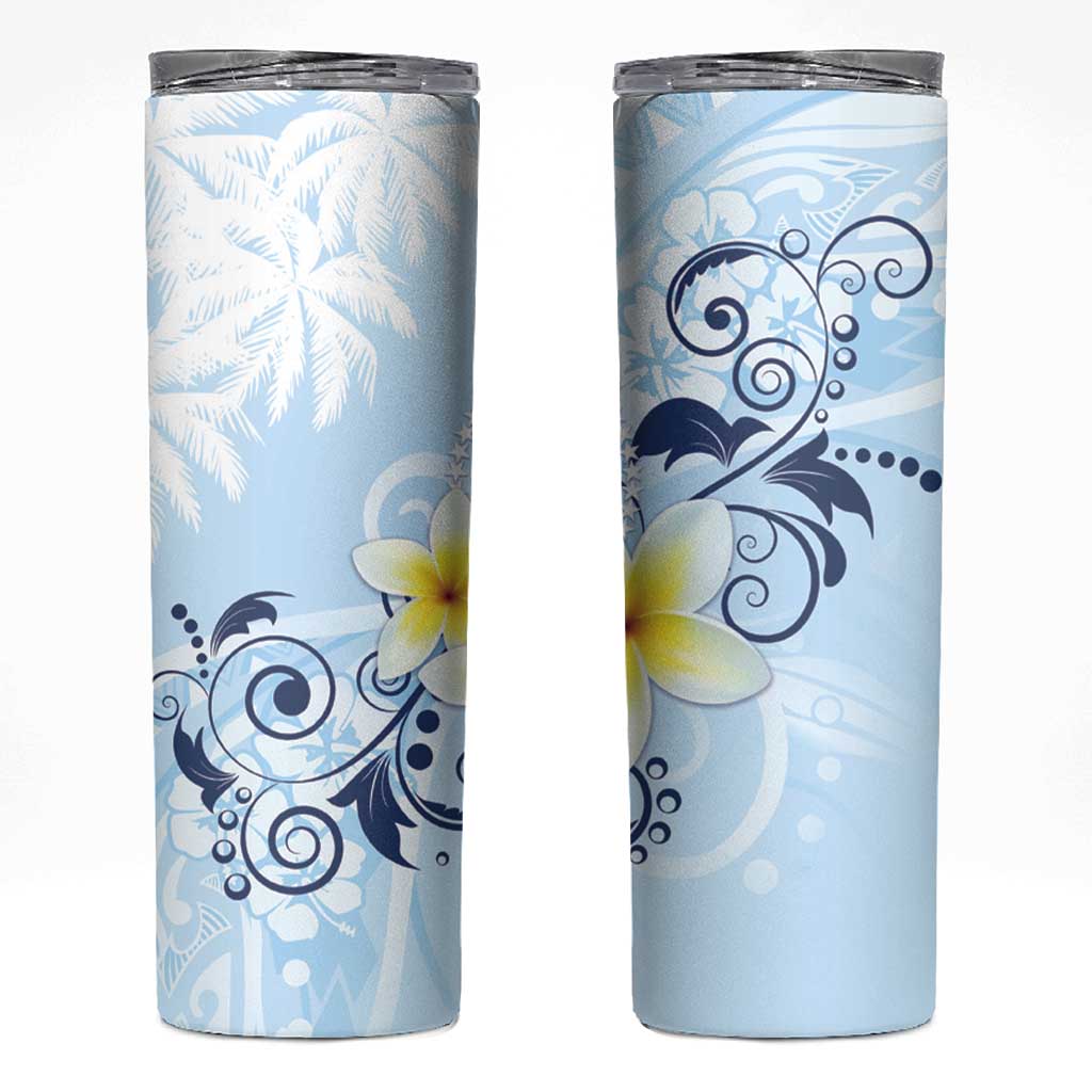 FSM Chuuk Constitution Day Skinny Tumbler Polynesian Curves Plumeria - Polynesian Pride