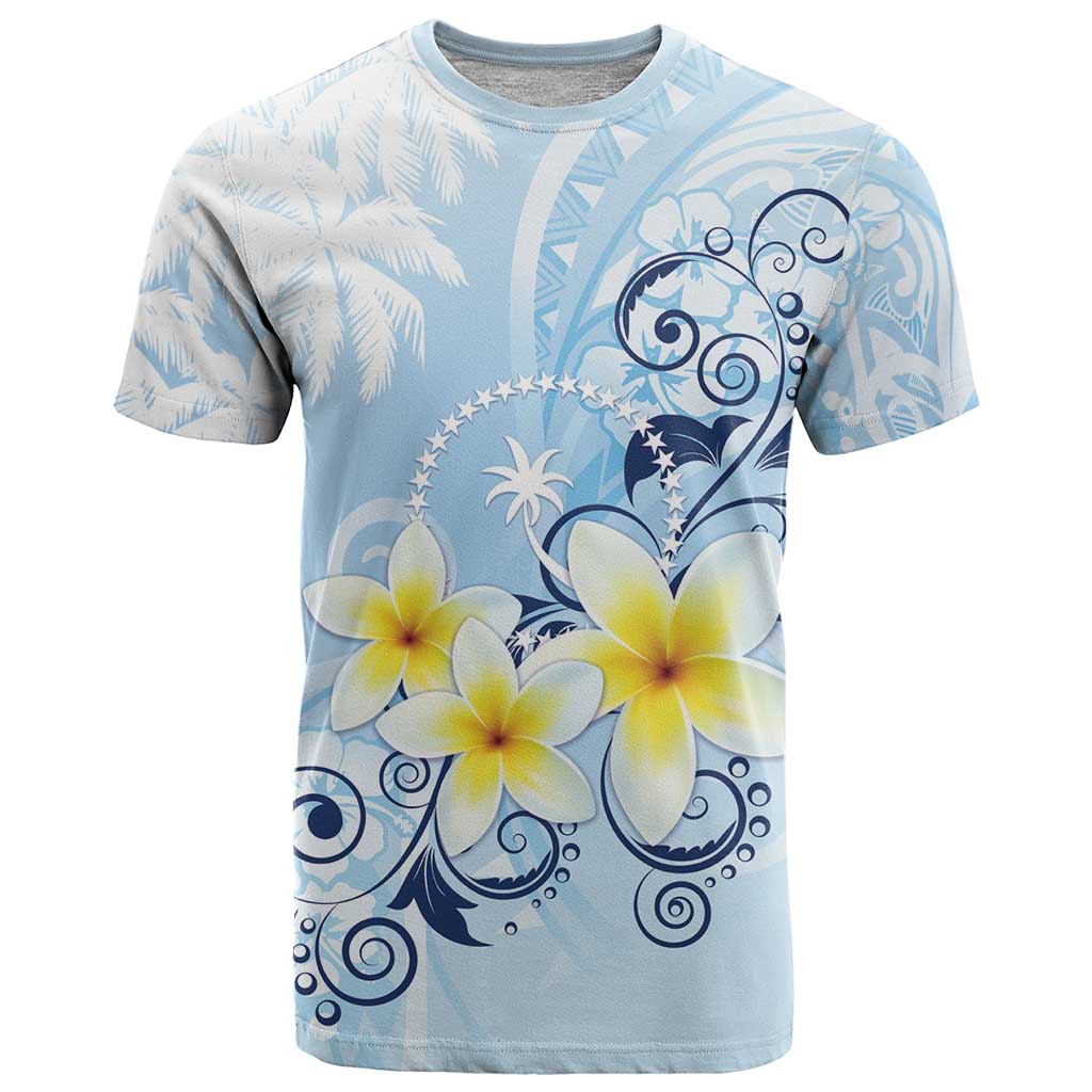 FSM Chuuk Constitution Day T Shirt Polynesian Curves Plumeria - Polynesian Pride