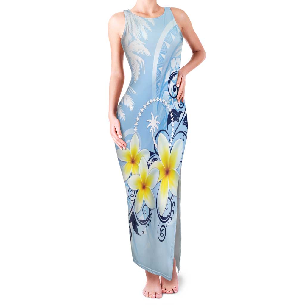 FSM Chuuk Constitution Day Tank Maxi Dress Polynesian Curves Plumeria - Polynesian Pride