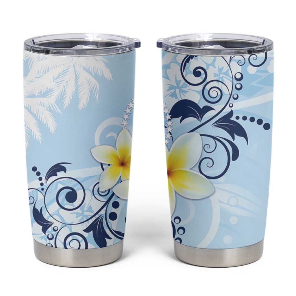 FSM Chuuk Constitution Day Tumbler Cup Polynesian Curves Plumeria - Polynesian Pride