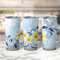 FSM Chuuk Constitution Day Tumbler Cup Polynesian Curves Plumeria - Polynesian Pride