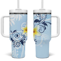 FSM Chuuk Constitution Day Tumbler With Handle Polynesian Curves Plumeria - Polynesian Pride