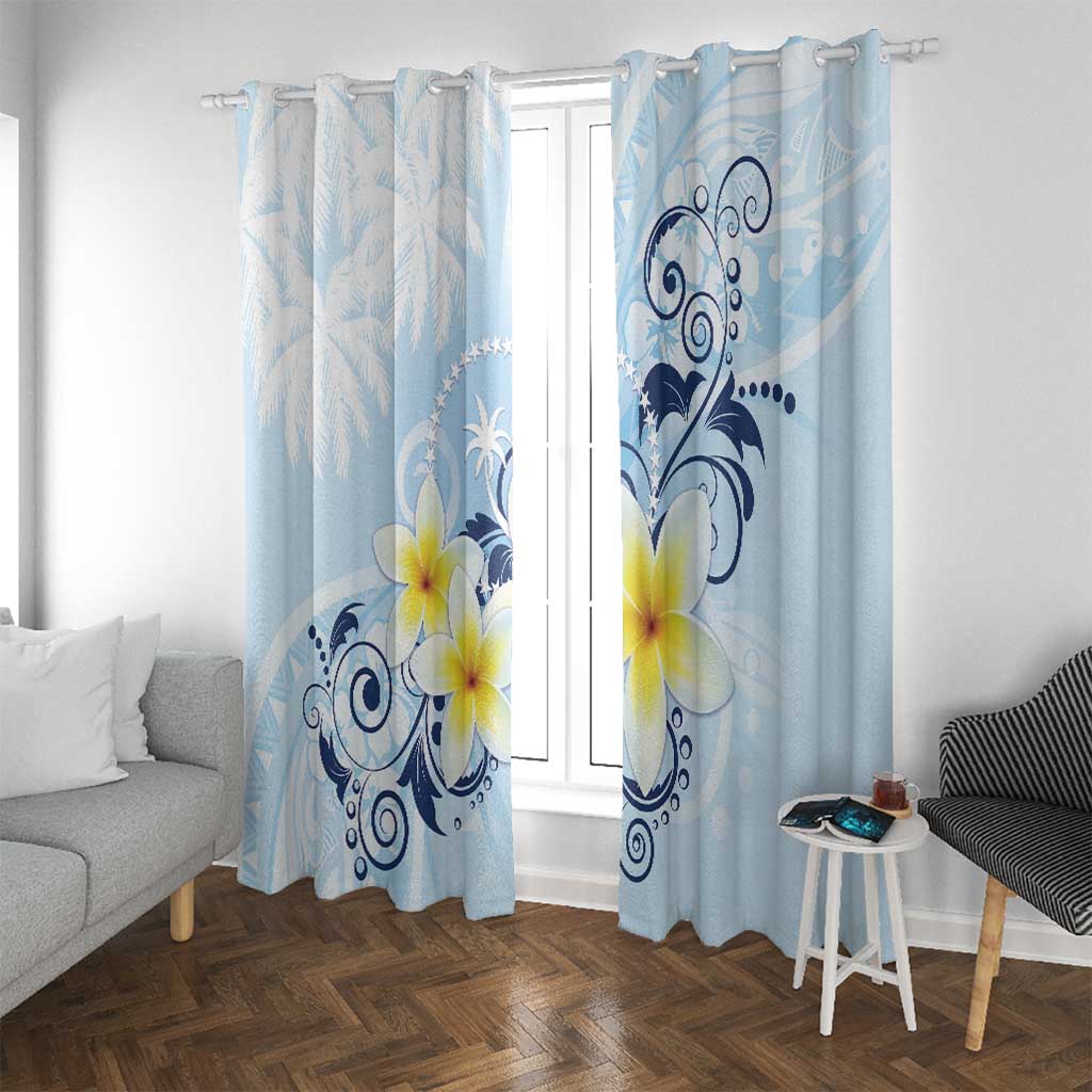 FSM Chuuk Constitution Day Window Curtain Polynesian Curves Plumeria - Polynesian Pride