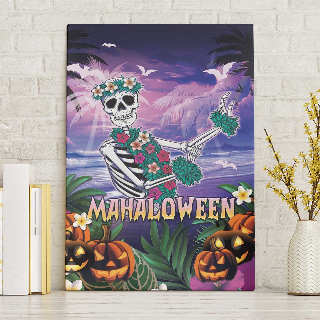 Happy Hulaween Canvas Wall Art Mahaloween Skeleton Dancing LT05 Without Frame Purple - Polynesian Pride