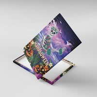 Happy Hulaween Canvas Wall Art Mahaloween Skeleton Dancing LT05 With Frame Purple - Polynesian Pride