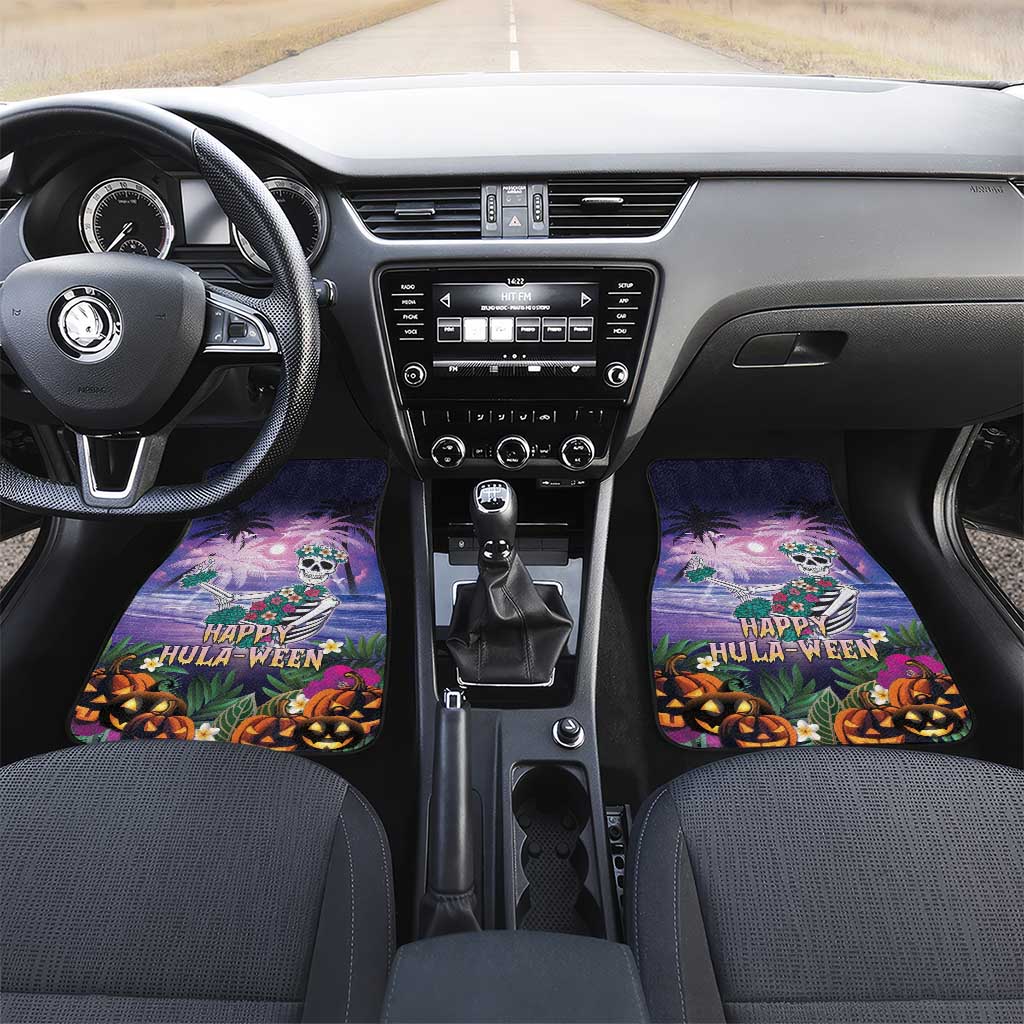 Happy Hulaween Car Mats Mahaloween Skeleton Dancing LT05 Set 2pcs - Front Purple - Polynesian Pride