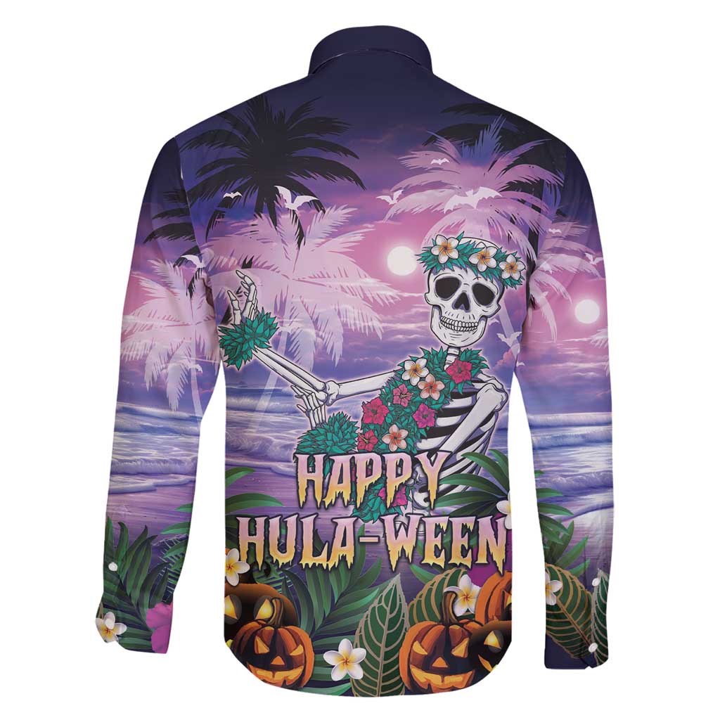 Happy Hulaween Family Matching Off Shoulder Maxi Dress and Hawaiian Shirt Mahaloween Skeleton Dancing