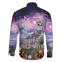 Happy Hulaween Family Matching Puletasi and Hawaiian Shirt Mahaloween Skeleton Dancing