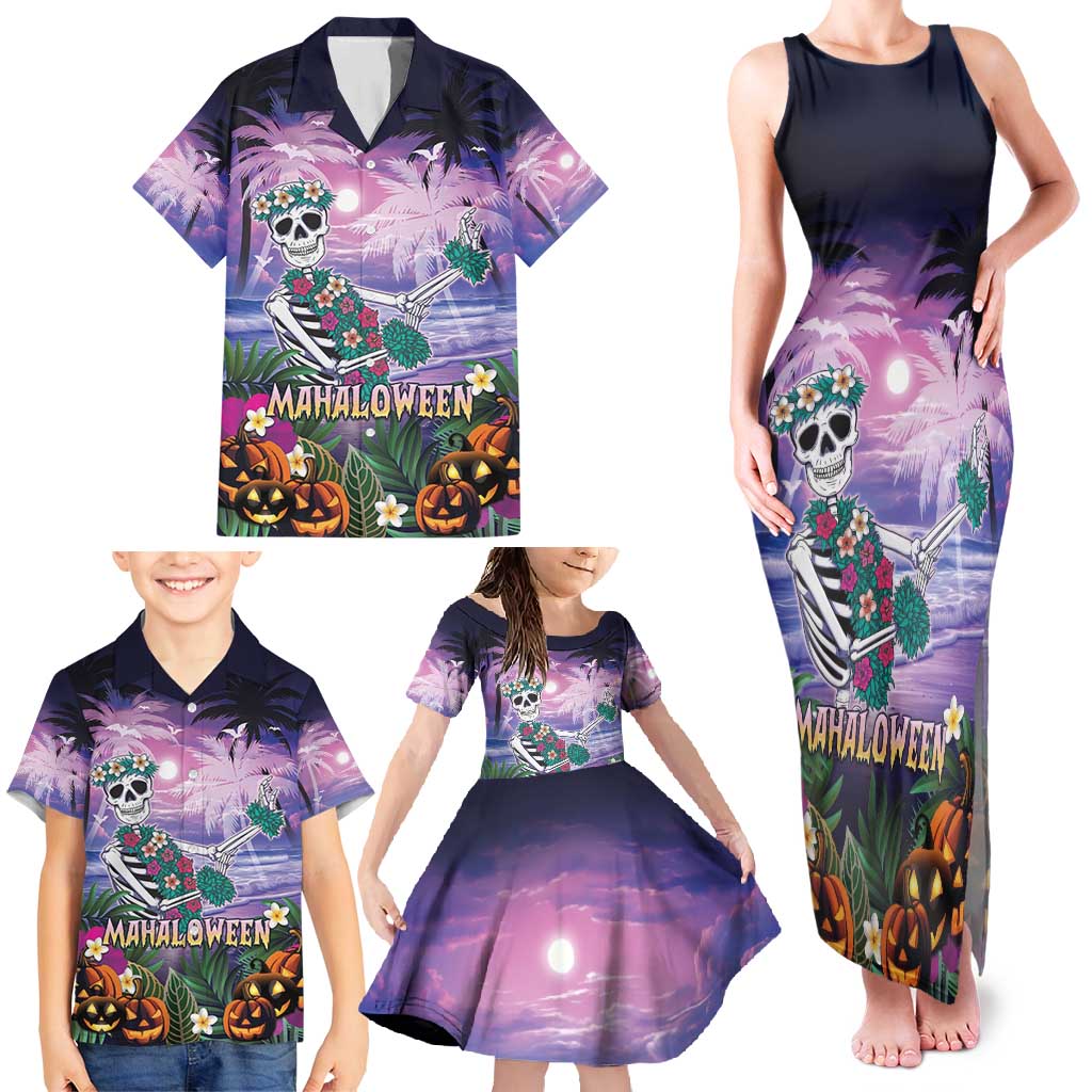 Happy Hulaween Family Matching Tank Maxi Dress and Hawaiian Shirt Mahaloween Skeleton Dancing LT05 - Polynesian Pride