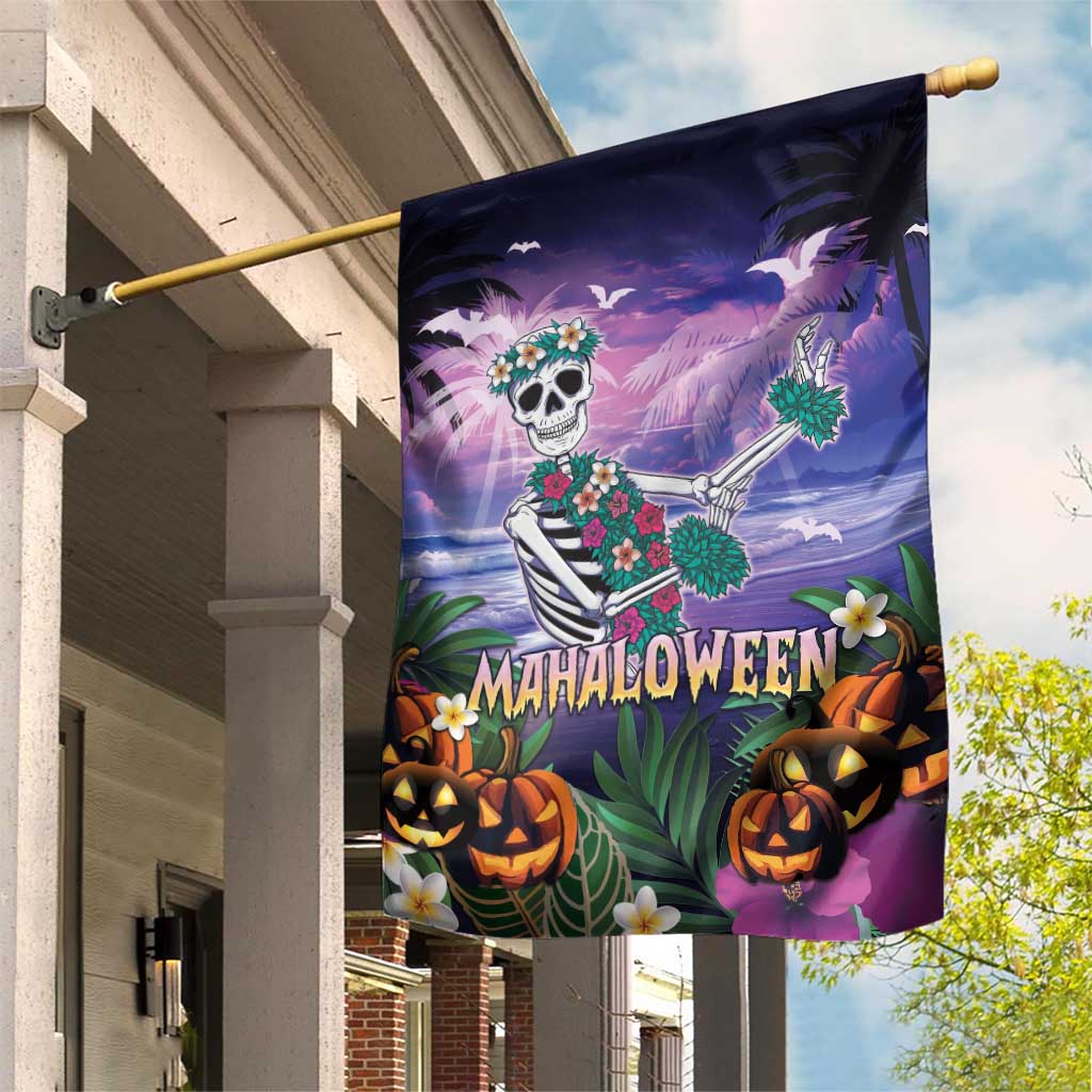 Happy Hulaween Garden Flag Mahaloween Skeleton Dancing