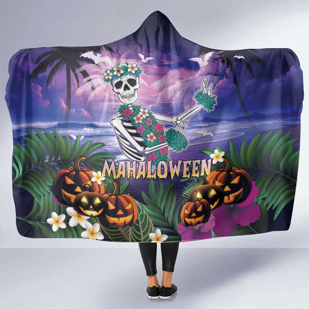 Happy Hulaween Hooded Blanket Mahaloween Skeleton Dancing LT05 One Size Purple - Polynesian Pride