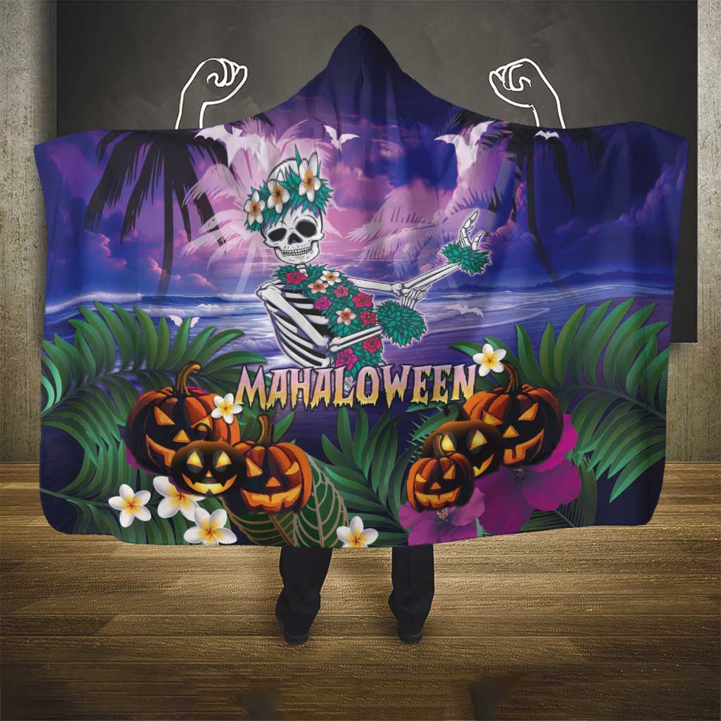 Happy Hulaween Hooded Blanket Mahaloween Skeleton Dancing LT05 - Polynesian Pride