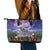 Happy Hulaween Leather Tote Bag Mahaloween Skeleton Dancing