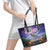 Happy Hulaween Leather Tote Bag Mahaloween Skeleton Dancing