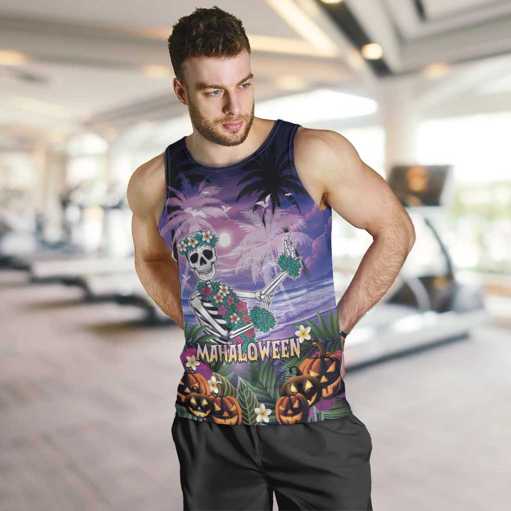 Happy Hulaween Men Tank Top Mahaloween Skeleton Dancing