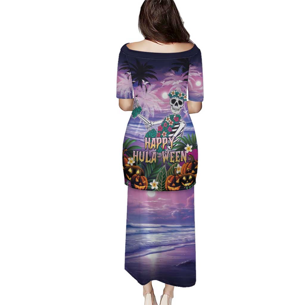 Happy Hulaween Puletasi Mahaloween Skeleton Dancing LT05 - Polynesian Pride