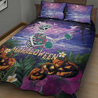 Happy Hulaween Quilt Bed Set Mahaloween Skeleton Dancing LT05 - Polynesian Pride
