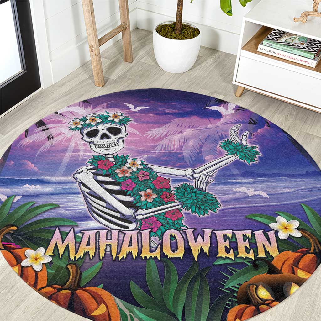 Happy Hulaween Round Carpet Mahaloween Skeleton Dancing