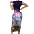 Happy Hulaween Short Sleeve Bodycon Dress Mahaloween Skeleton Dancing