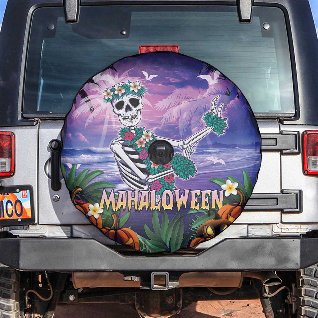 Happy Hulaween Spare Tire Cover Mahaloween Skeleton Dancing LT05 Purple - Polynesian Pride