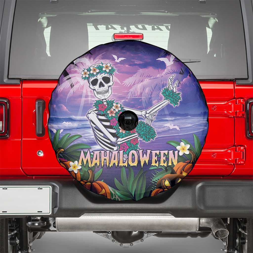 Happy Hulaween Spare Tire Cover Mahaloween Skeleton Dancing LT05 - Polynesian Pride