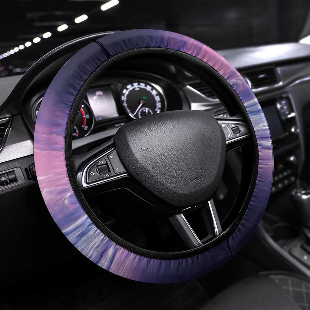 Happy Hulaween Steering Wheel Cover Mahaloween Skeleton Dancing LT05 Universal Fit Purple - Polynesian Pride