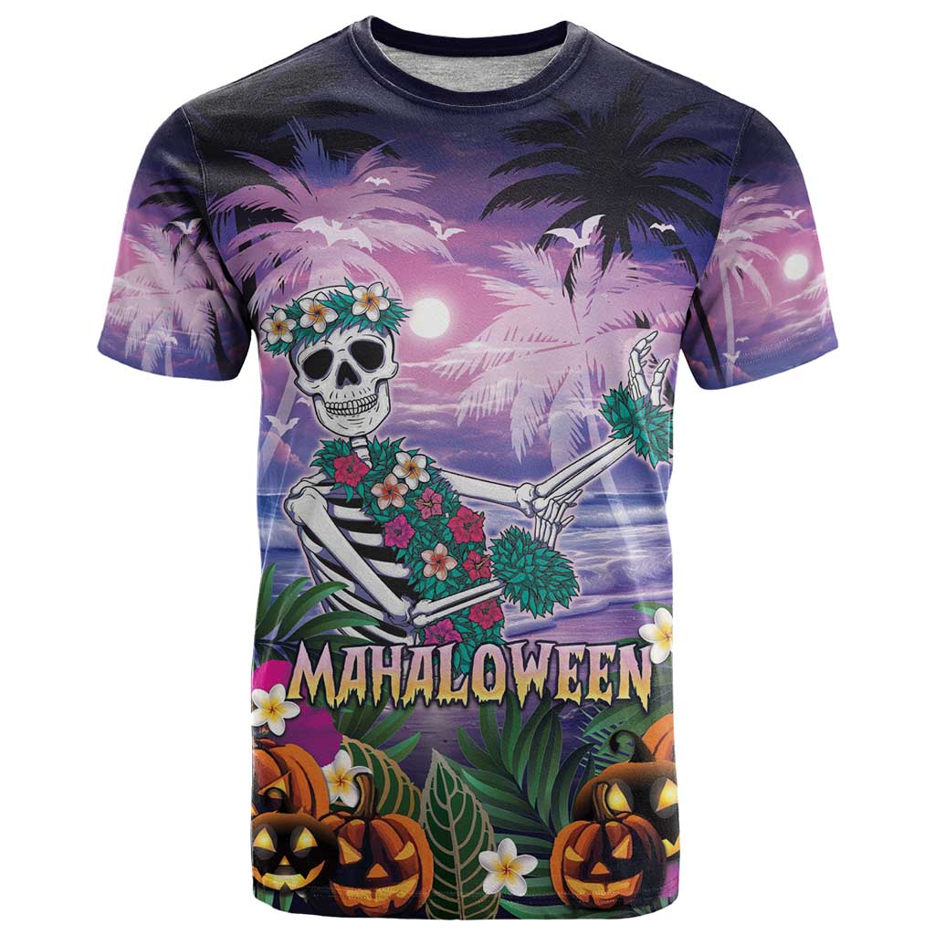 Happy Hulaween T Shirt Mahaloween Skeleton Dancing LT05 Purple - Polynesian Pride