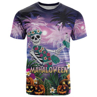 Happy Hulaween T Shirt Mahaloween Skeleton Dancing LT05 Purple - Polynesian Pride