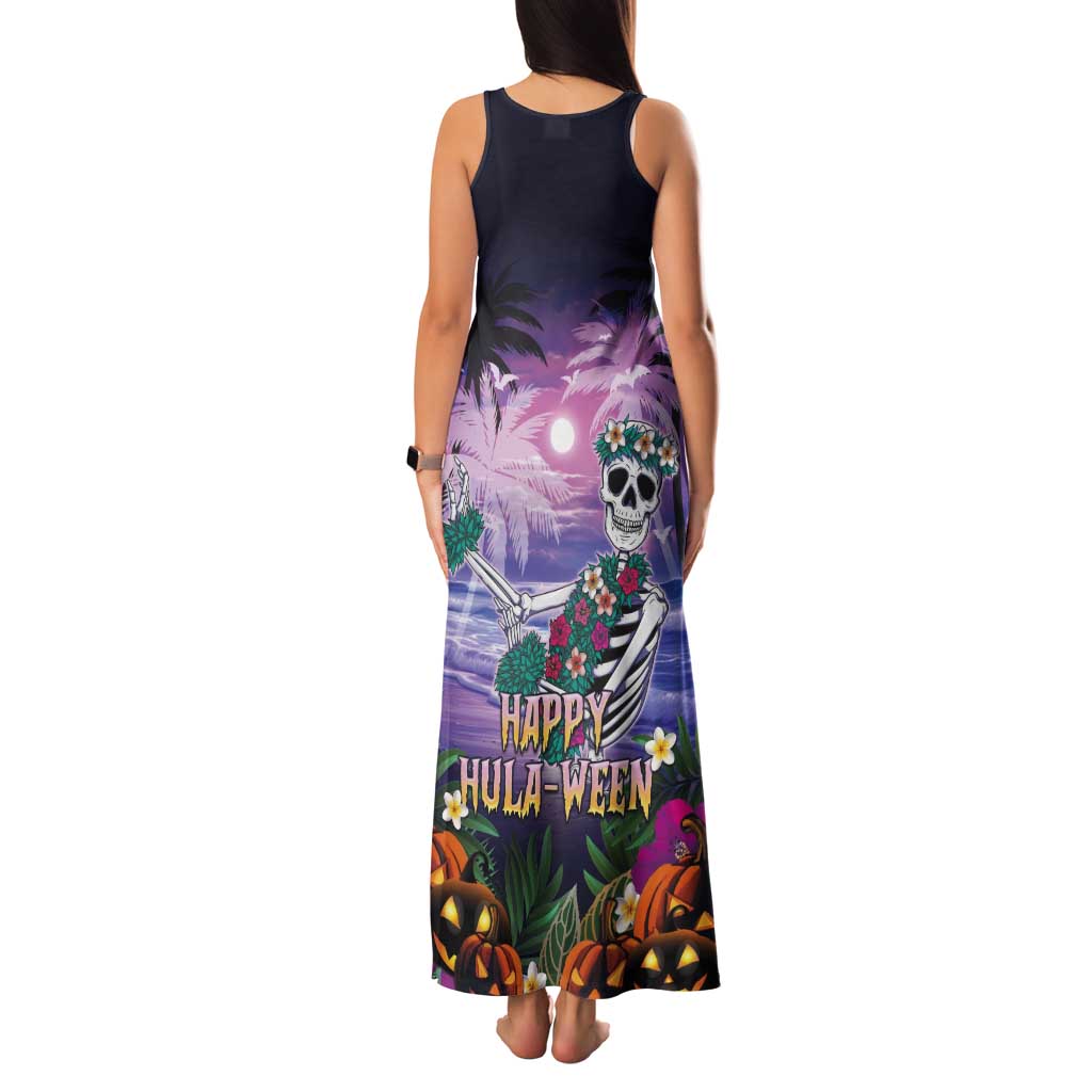 Happy Hulaween Tank Maxi Dress Mahaloween Skeleton Dancing LT05 - Polynesian Pride